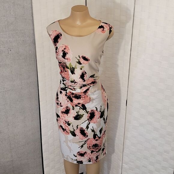 GLAMOUR WIDTH ROUND NECKLINE FLORAL EMBROIDERED SHEATH DRESS - Picture 11 of 14